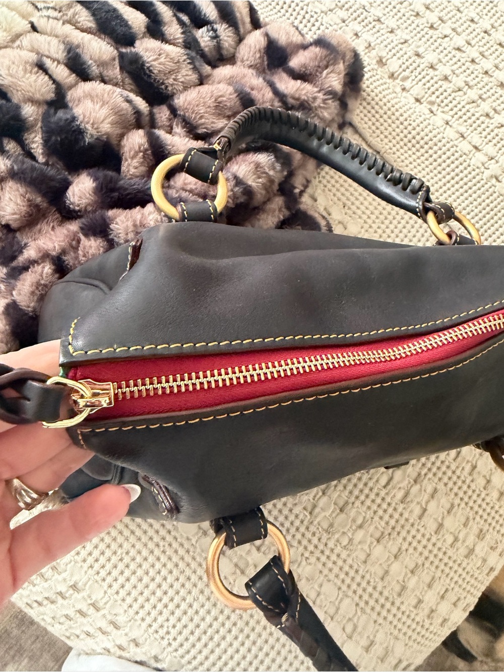 Dooney & Bourke Navy Large Florentine Satchel - Picture 5 of 11